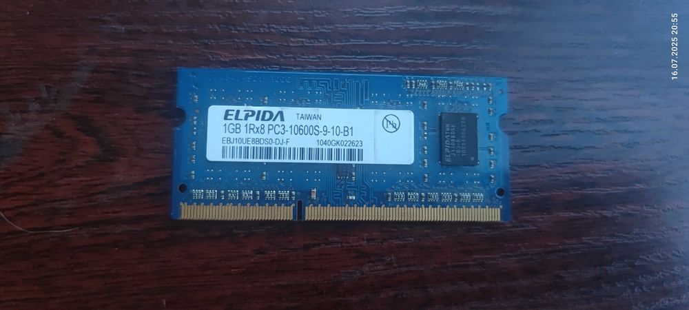 Оперативная память для ноутбука ddr3 ELPIDA 1GB 1Rx8PC3-10600S-9-10-B1