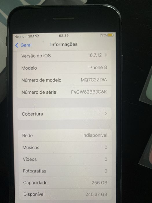 Iphone 8 256gb cinzento cideral