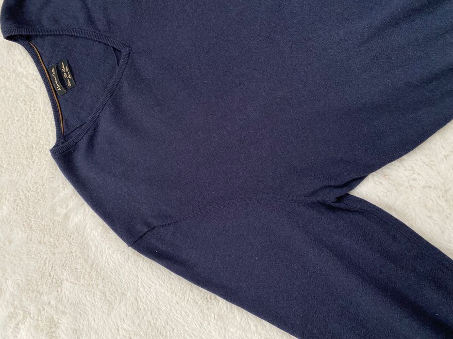 granatowy sweter massimo dutti bawełna jedwab kaszmir XXL