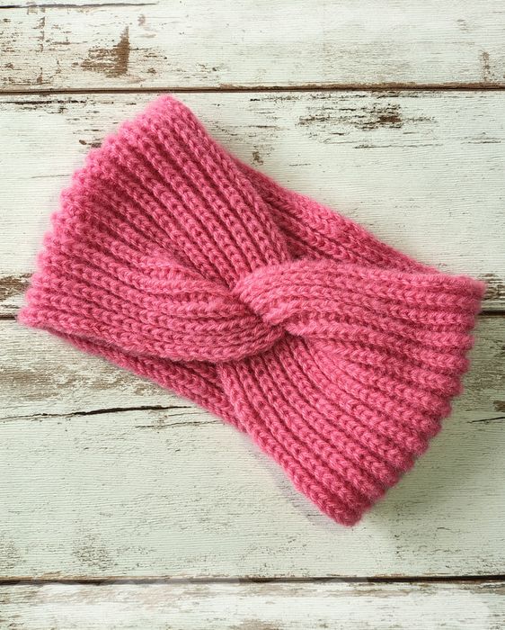 Szeroka opaska na głowę malinowo-różowa