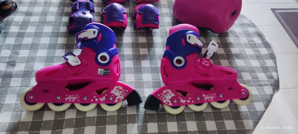 Kit Patins Decathlon Oxelo Play3 (28-30) + Capacete + Kit Proteções Completo