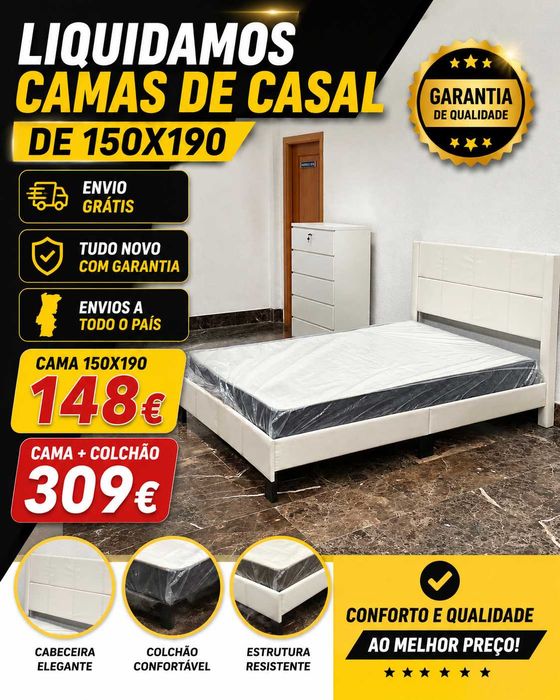 Cama Casal 150x190 com Cabeceira Nova Promoção Limitada Envio Gratuito Paga na Entrega