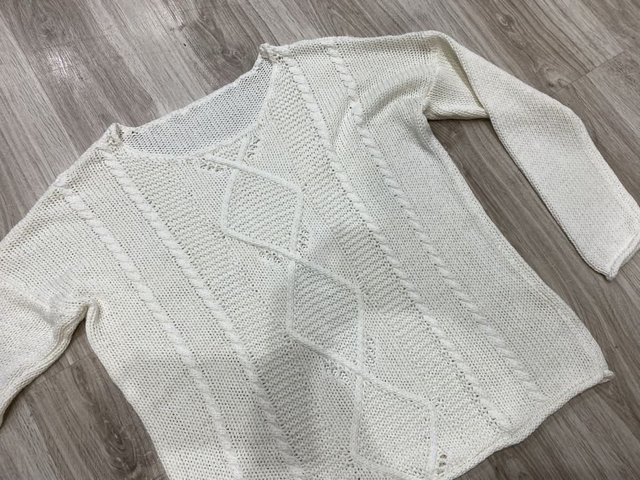 Kremowy sweter złamana biel splot warkocz xl-xxl