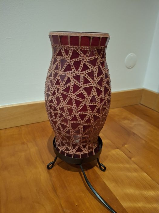 Candeeiro de mesa vidro mosaico vermelho