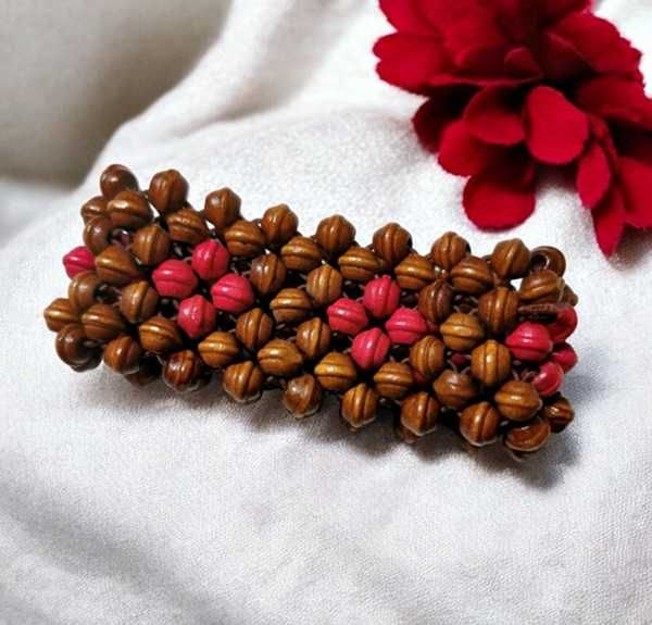Bransoletka Drewno Drewniana Brązowa Koraliki Boho Hippie Folk Etno