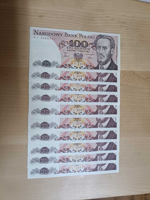 zestaw banknotów 100zł PRL SERIA TL