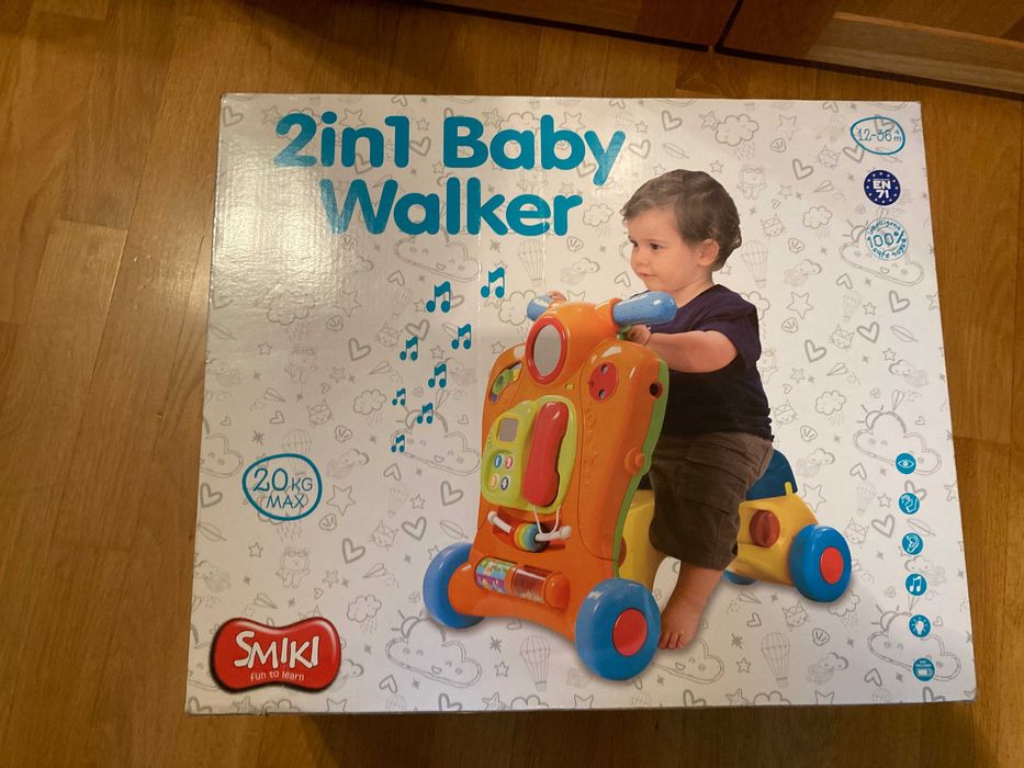 Smiki, Baby Walker, chodzik, pchacz interaktywny, 2w1 - nowy