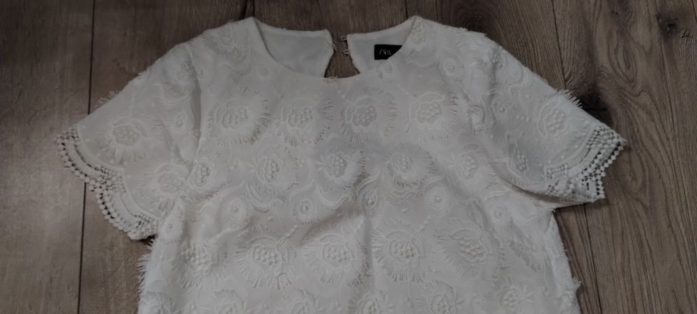 ZARA piękna sukienka z gipiury, haft, obłędna - nowa!