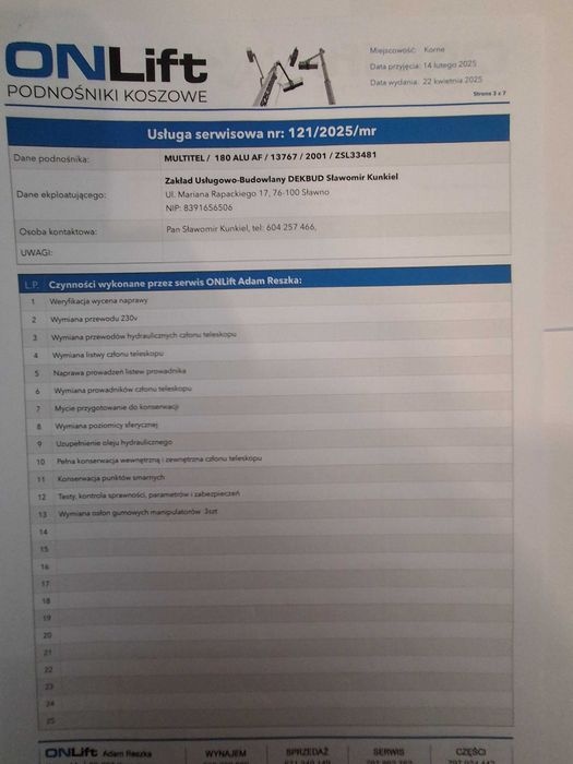 Podnośnik MULTITEL 18ALU