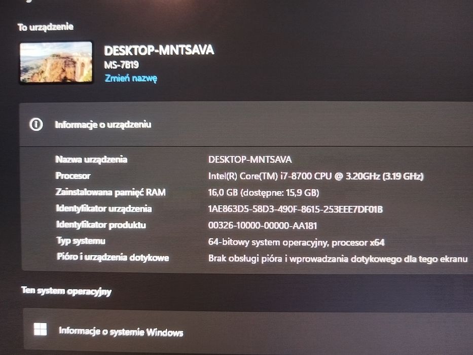 Intel i7 8700, 16 gb ram, SSD 500 gb, HDD 2TB