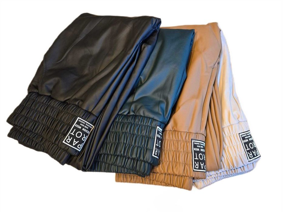 Spodnie joggery ekoskóra ocieplane butelkowa zieleń Miego M/L