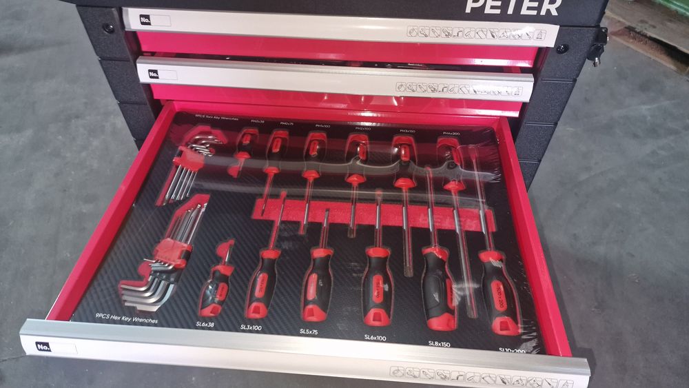 Carro com 7 gavetas 4 com ferramentas incluídas Peter