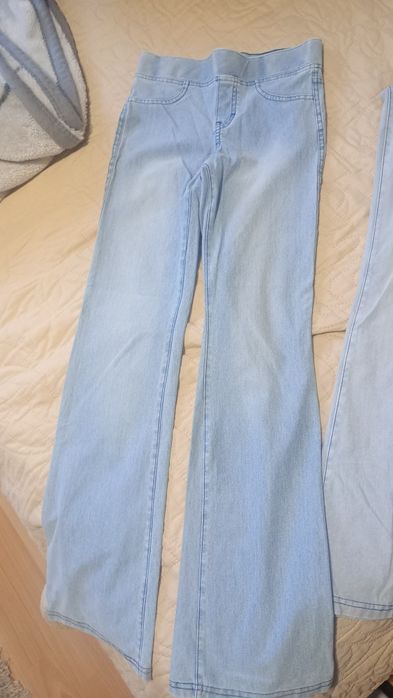 2 pary miękkich jeansowych legginsów tregginsów h&m 146
