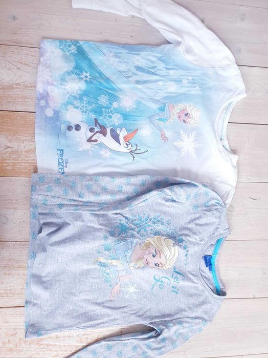 3 bluzki zestaw piżama piżamka Frozen Elsa Kraina Lodu 122 128