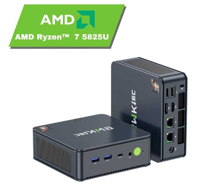 Gotowy zestaw do pracy: Mini PC GMKtec NucBox M5 Plus (Ryzen 7, 32GB RAM, 1TB SSD) + 2 monitory Vilux