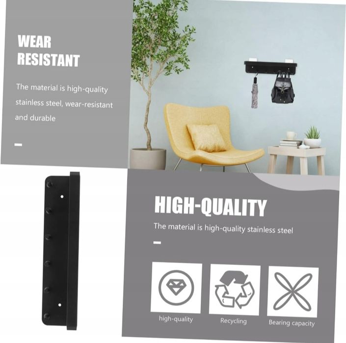 Wieszak Nascienny Czarny z 6 Haczykami i Przylepcami