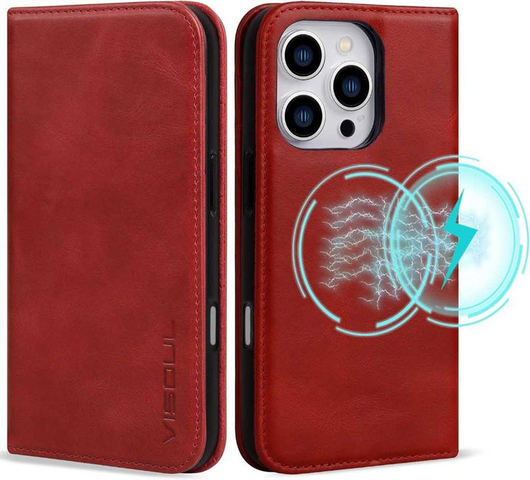 Etui z prawdziwej skóry do iPhone'a 16 Pro max z uchwytem na karty