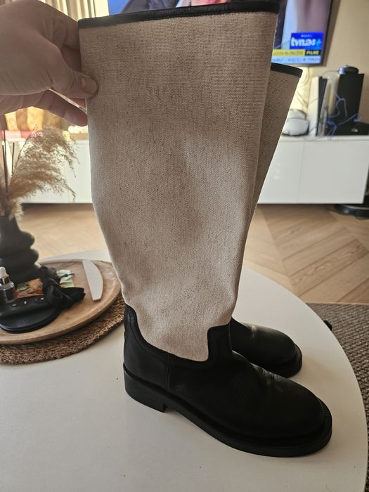 Wysokie buty ZARA, czarno- beżowy kolor, rozmiar 37