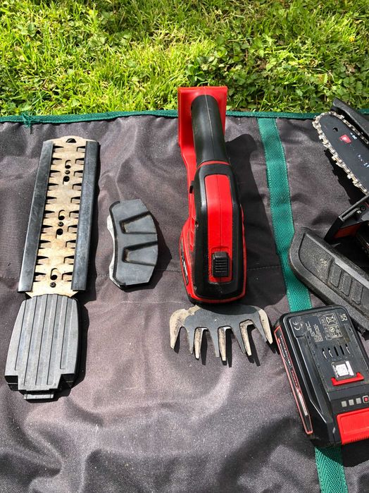 Conjunto Mini Eletrosserra Podadora Einhell GE-PS 18/15 Li + Bateria 18V 2.5Ah + Carregador + Corta Sebes
