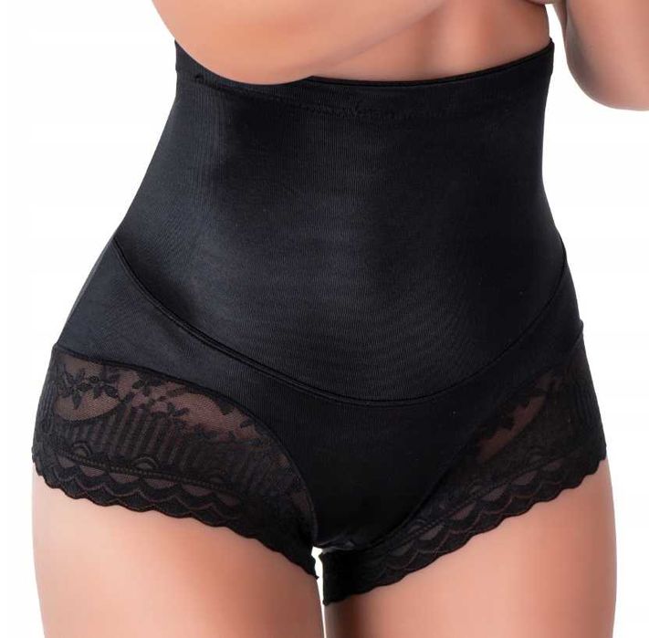 Piękne majtki modelujące z koronkowym wykończeniem XL/XXL, czarne
