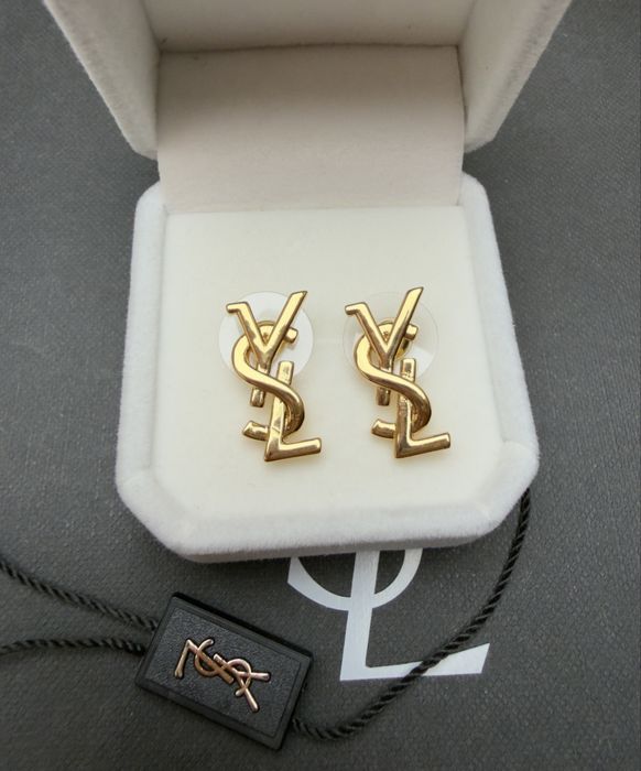 Kolczyki YSL mini złote sztyft