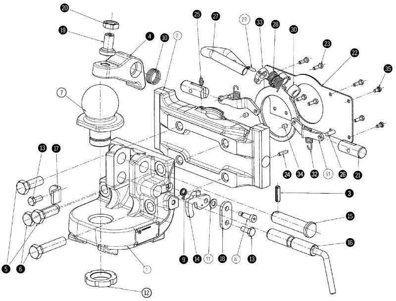 Sworzeń bolec 38mm. zaczepu automatycznego Sauermann. John Fendt Case