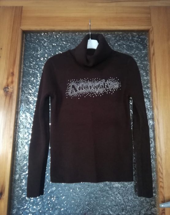 Sweter STAN IDEALNY z golfem czekoladowy rozm. S