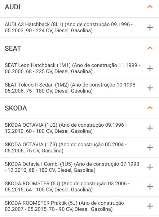 Amortecedores traseiros VW Golf, Skoda, Seat