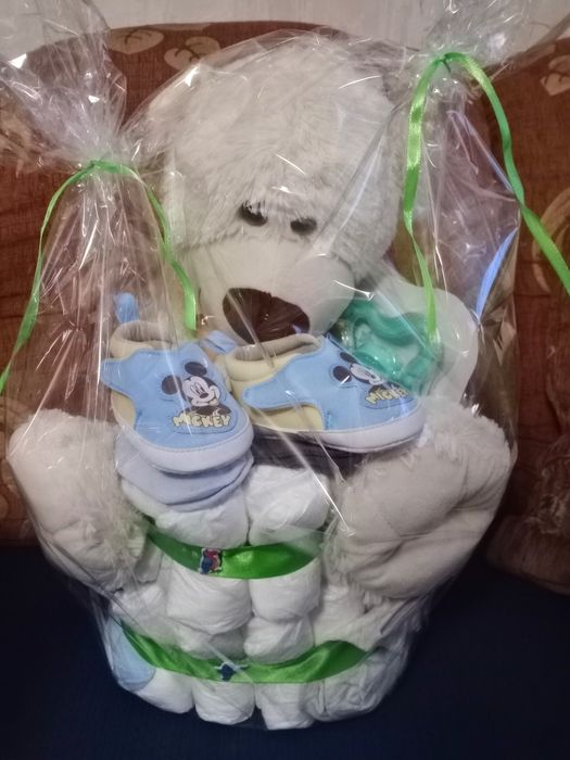 Tort z pampersów , narodziny dziecka, chrzciny,babyshower.