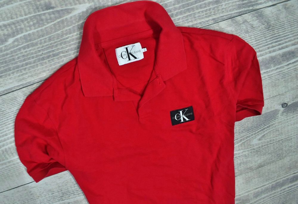 Calvin Klein Jeans Męska Czerwona Koszulka Polo L
