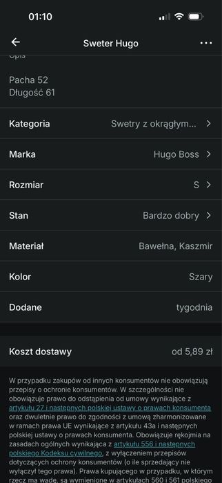 Sweter męski Hugo Boss z kaszmirem