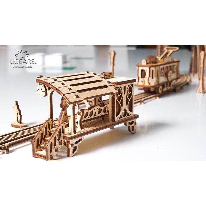 3D пазл трамвайна лінія Ugears Механічне місто