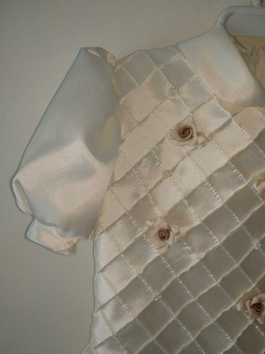 Vestido de Cerimónia Creme c/ flores Criança 8 Anos