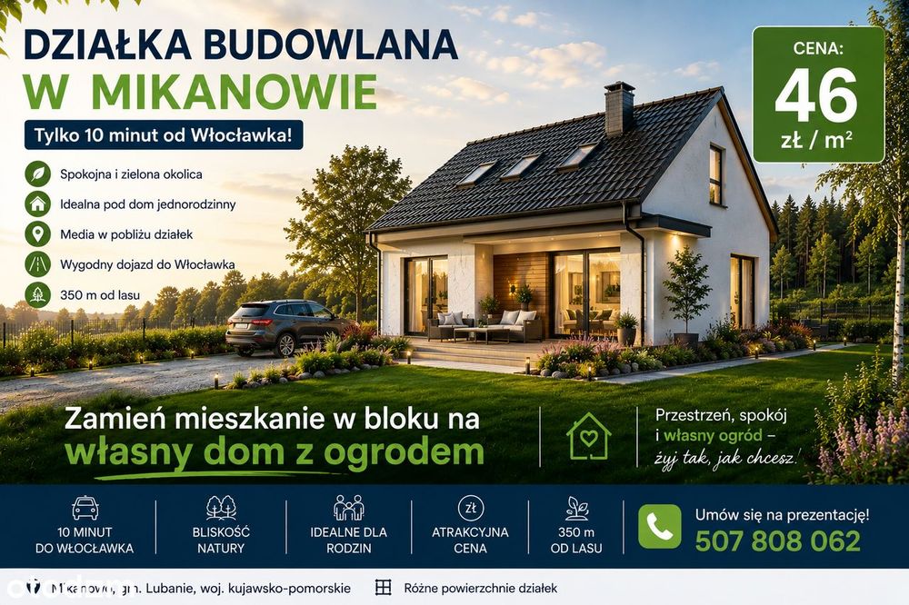 Najtańsza działka w okolicy. Bezterminowe WZ!