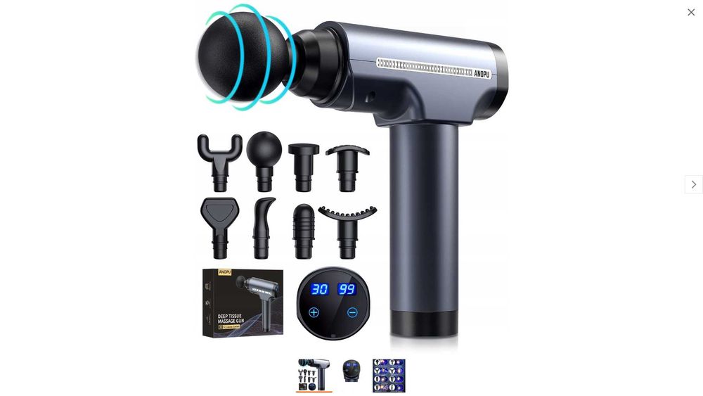 Pistolet Do Masażu 2600 MAH 8 Głowic 30 Prędkości Głęboki Masaż