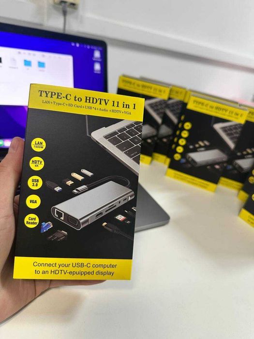 USB-C HUB 11в1 Док станція Хаб | Перевірено | HDMI 4K + PD | для MacBook / ноутбука
