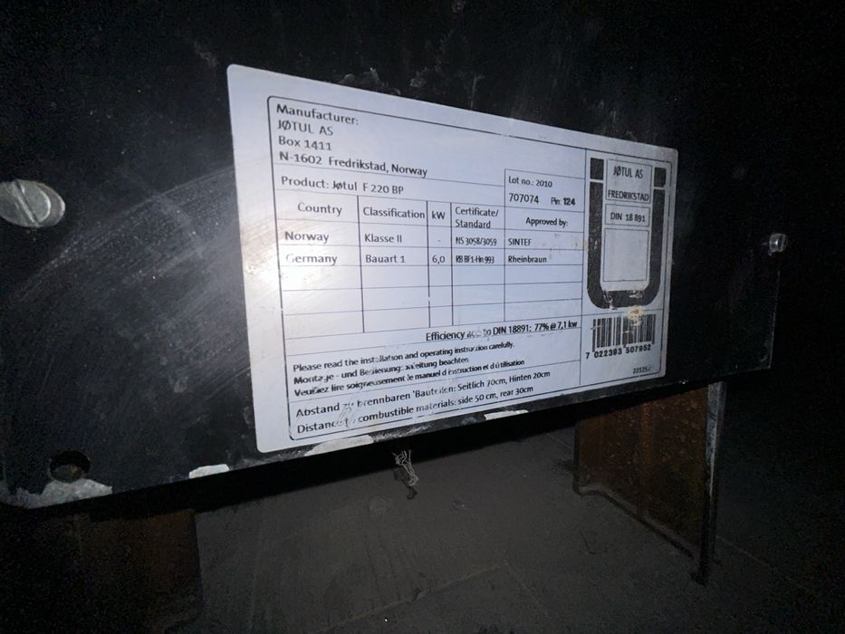 Чавунна піч камін буржуйка Jotul F 220 BP