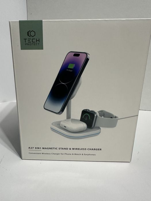 Ładowarka indukcyjna Tech-Protect Qi15w-a27 bezprzewodowa Magsafe 3w1