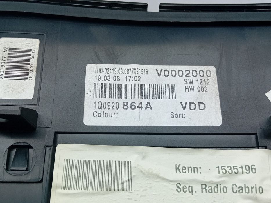 Quadrante / painel de instrumentos VOLKSWAGEN Eos (1F7, 1F8)