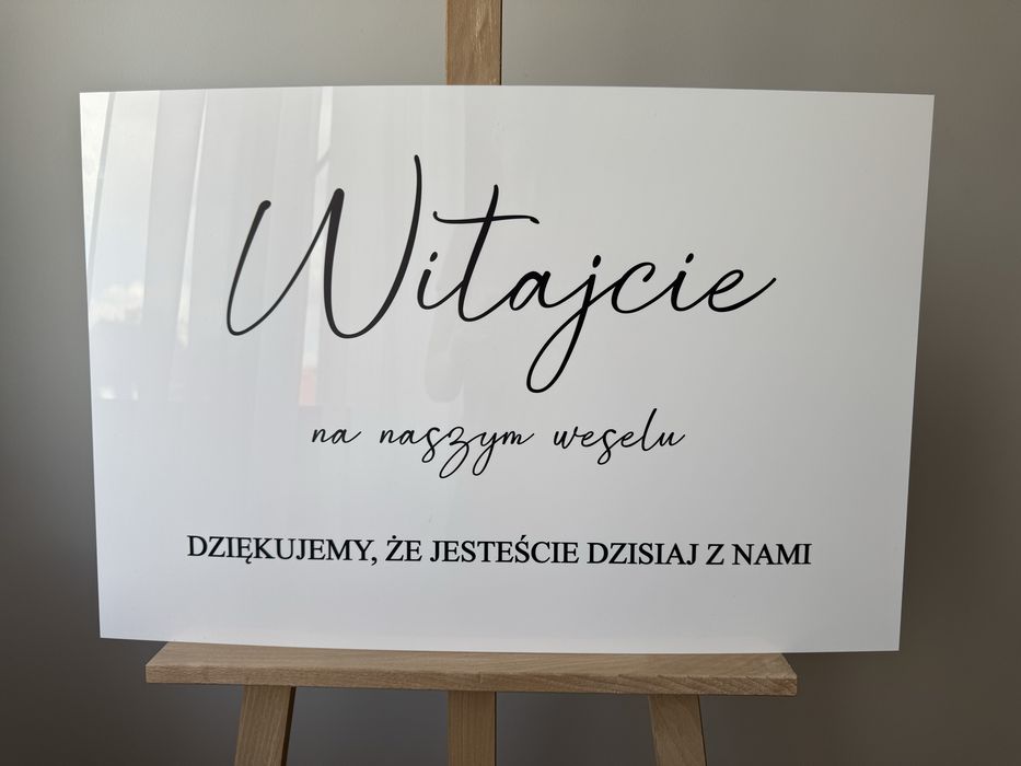 Pleksi tablica powitalna Witajcie na naszym weselu dekoracje sali ślub