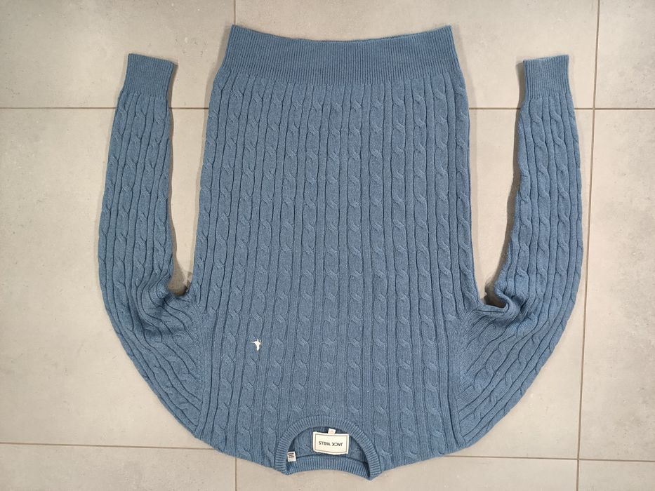 Sweter męski Jack Wills roz. L z płaskim kołnierzem wełna + nylon ciepły i mocny