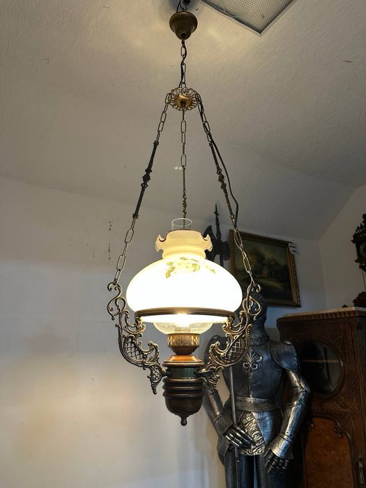 Антикварна підвісна люстра світильник бронза дерево 7608