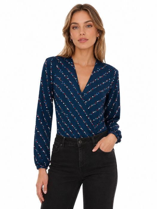 Body Granatowe Kwiaty V XS