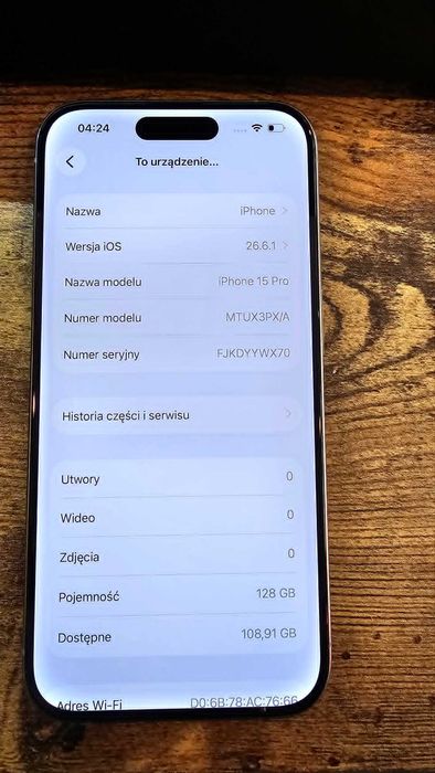 Iphone 15 Pro 128Gb Titanium IGŁA Bat:89% Gwarancja/SklepGSM/Lwsk