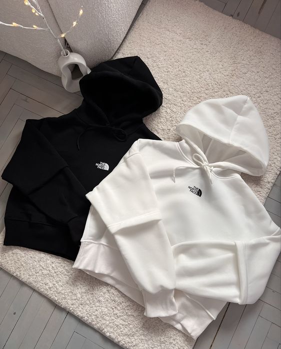 Жіноче укорочене худі тнф, Тепле худі на флісі tnf, Худі з капюшоном