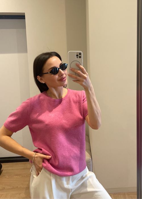 100 % кашемір футболка светр M/L рожева стиль cos