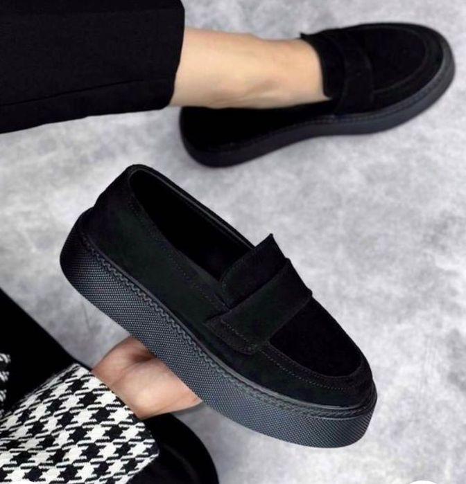 Лофери натуральний замш чорні,шоколад