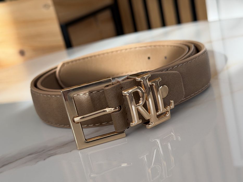 Pasek RLL Raph Lauren Premium Beżowy Nowy
