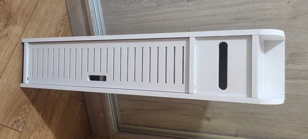 Półka Szafka Słupek Łazienkowa Stojąca Ażurowa na Papier Biała 80cm