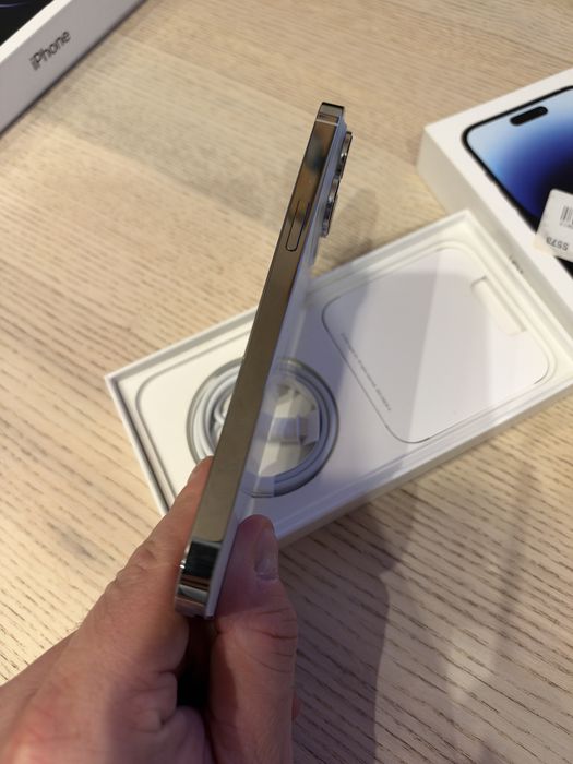 iPhone 14 Pro Max 256 GB - Silver, stan idealny, pełny komplet, nowy kabel